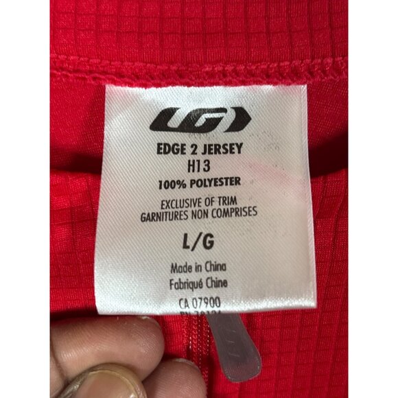 LG Edge 2 Red Jersey L/G 100% Polyester Half-Zip Long Sleeve Cycling Top - Picture 5 of 13